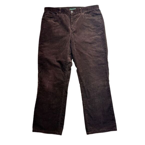 Vintage Lauren Jeans Co Ralph Lauren Women Brown Corduroy Classic Straight Jeans - Picture 2 of 10